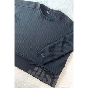 Nike Womens Oversized Cropped Ribbed Sweatshirt in Blk Size XXL Spellout‎ on Hem